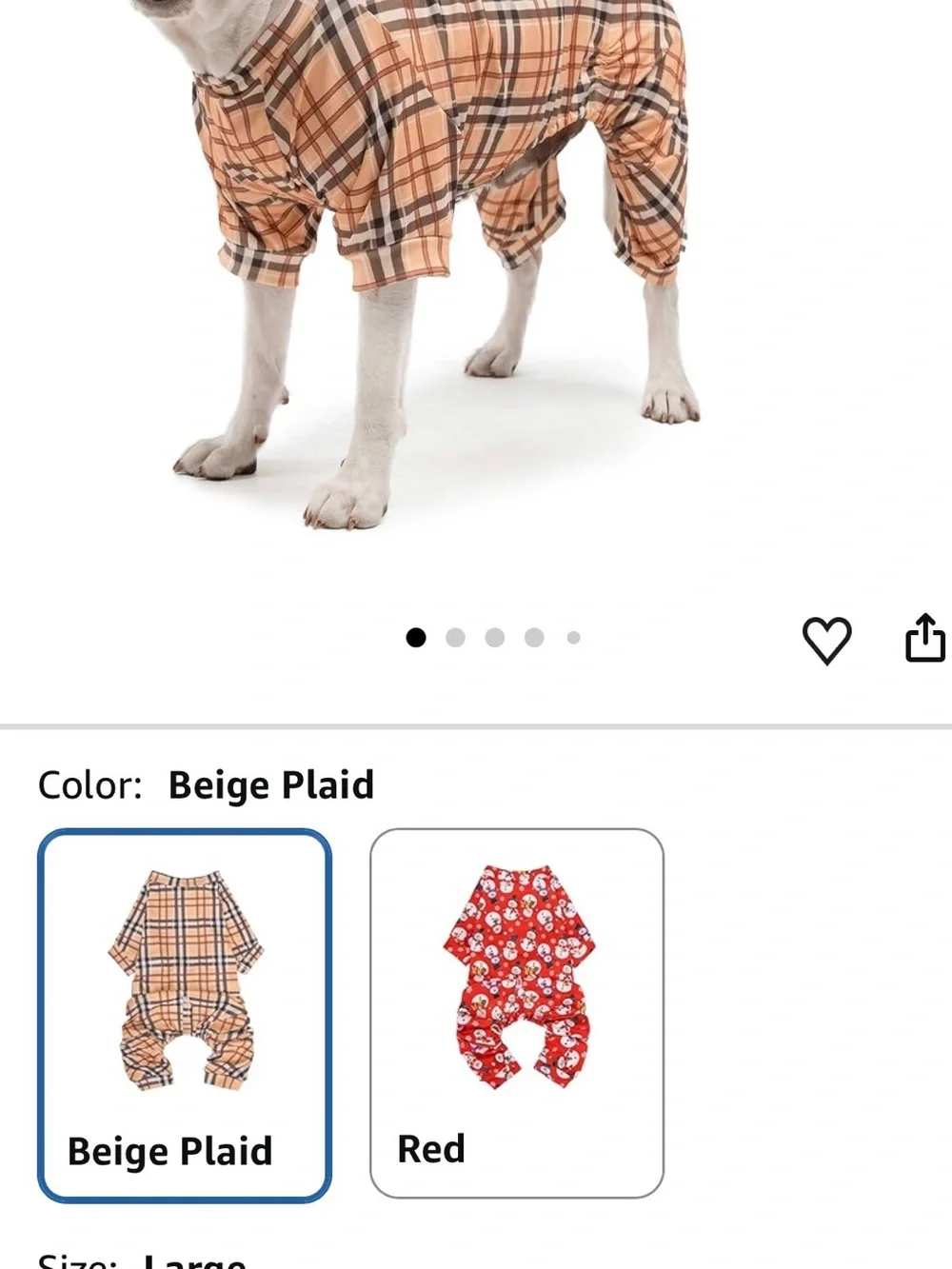 Plaid Dog Pajamas- Tan & Brown